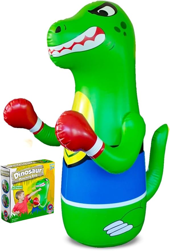 47" Inflatable Dinosaur Boxing Bag Super Durable with Rebound Base for Indoor & Outdoor Active Play