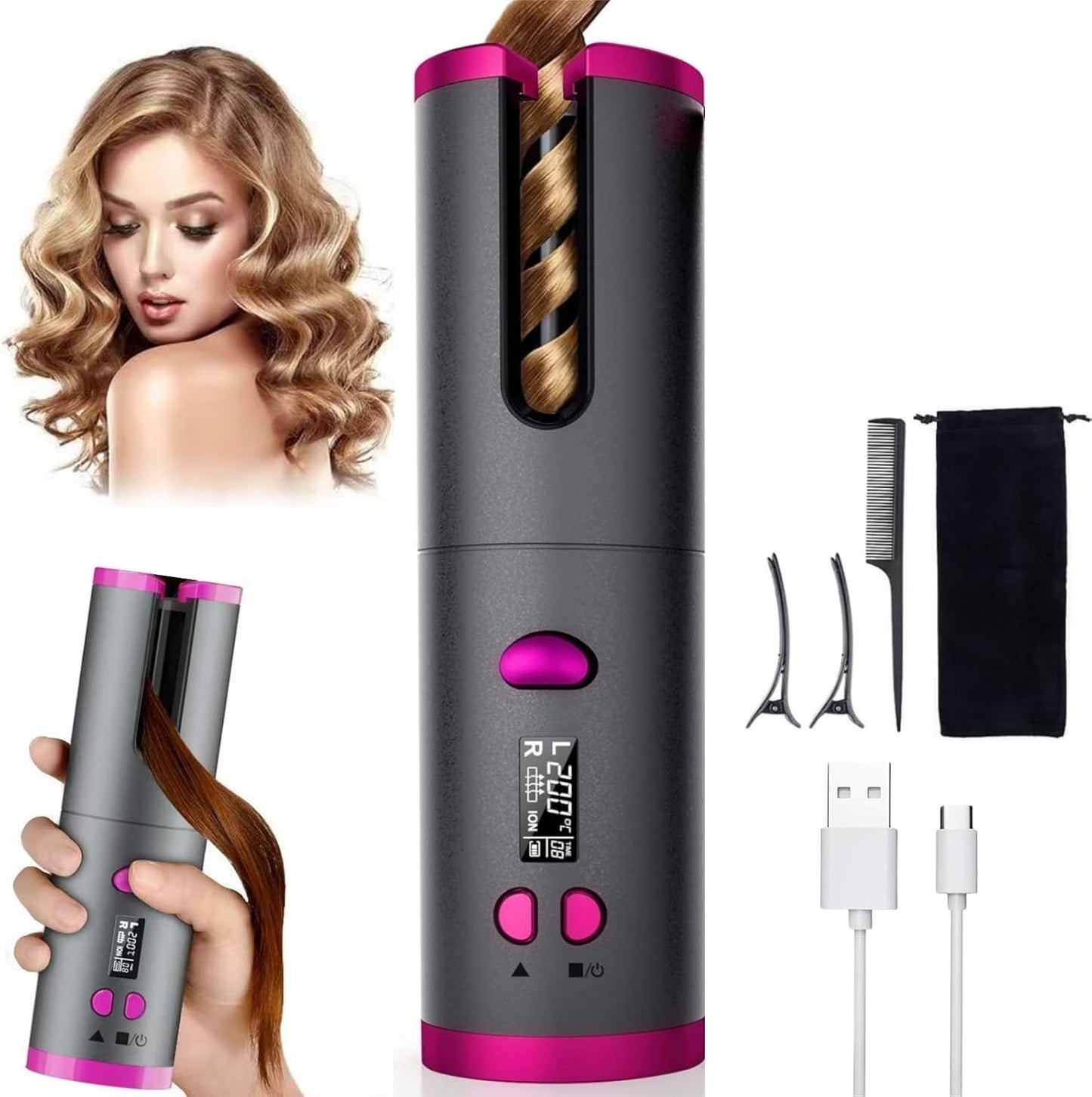 Cordless Curling Iron – Rechargeable & Tangle‑Free