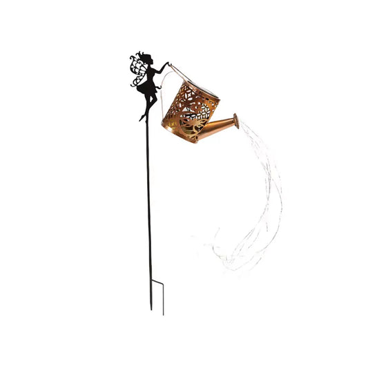 Solar Watering Can Fairy Light – Metal Hanging Garden Stake Lamp
