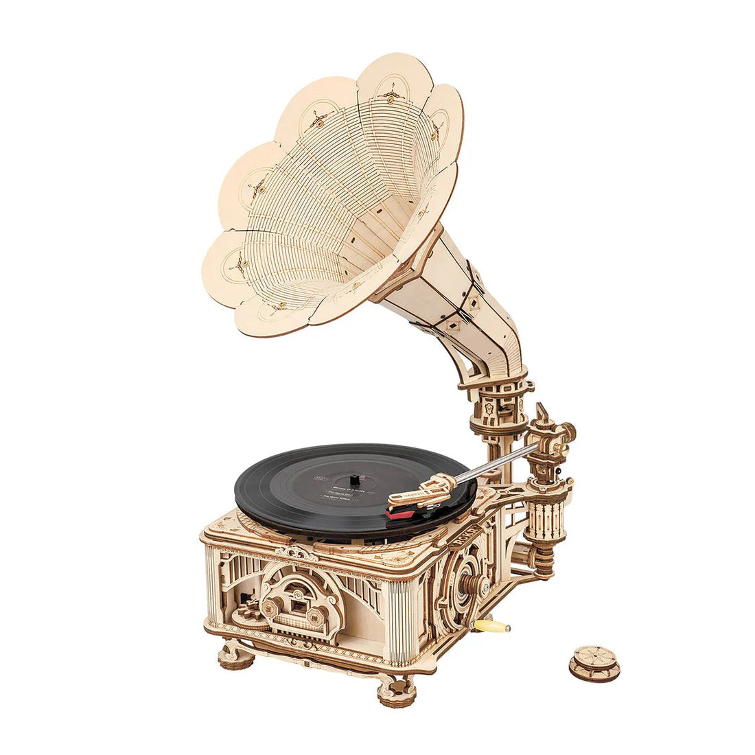 Hand-Crank Classic Phonograph – 3D Wooden Puzzle Record Player