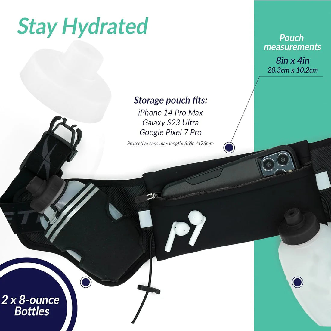Unisex Running Hydration Belt with Dual Bottles