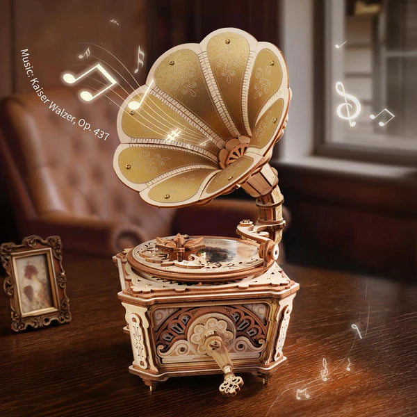 Vintage Gramophone Music Box – Wooden 3D Puzzle