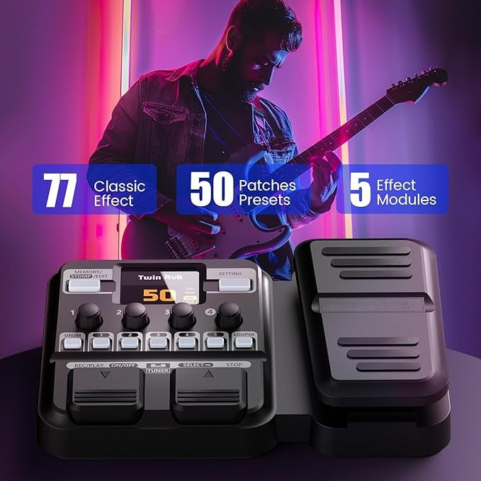 ONE PEDAL TO RULE THEM ALL – 77 Effects, 18 Amps, 50 Presets, Built-in Looper