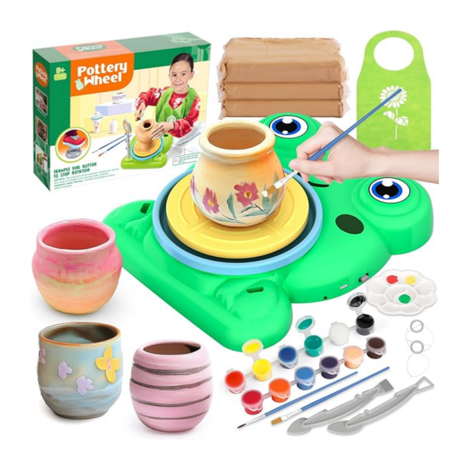 No Mess, No Kiln – Best-Seller Pottery Wheel Kit with Air Dry Clay for Kids Ages 8-12