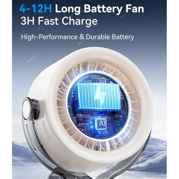 4000mAh Rechargeable Clip Fan with 100 Speeds & LED Display