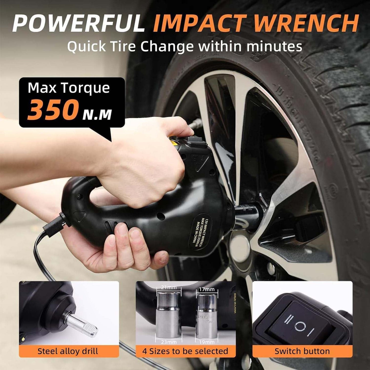 Portable Electric Car Jack Kit-Lift. Remove. Inflate. Handle Emergencies With Ease