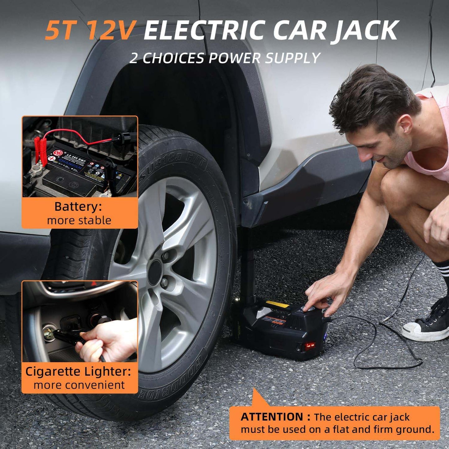 Portable Electric Car Jack Kit-Lift. Remove. Inflate. Handle Emergencies With Ease