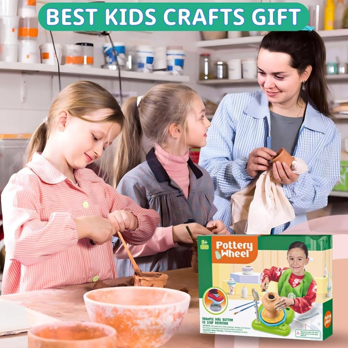 No Mess, No Kiln – Best-Seller Pottery Wheel Kit with Air Dry Clay for Kids Ages 8-12