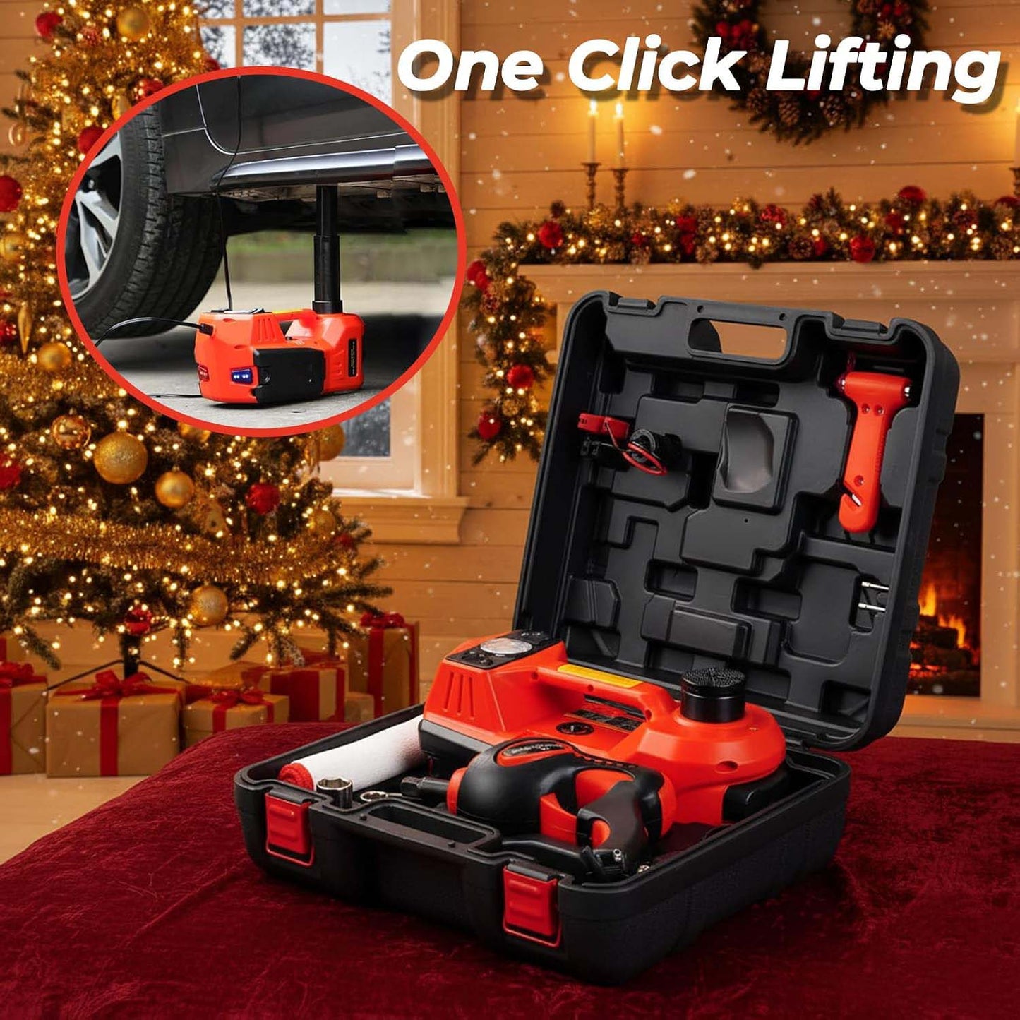 Portable Electric Car Jack Kit-Lift. Remove. Inflate. Handle Emergencies With Ease