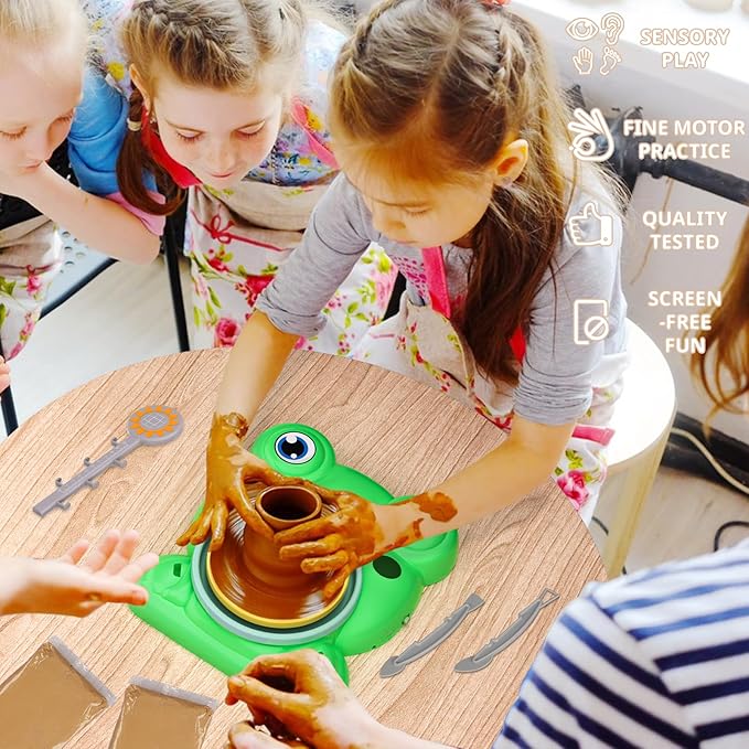 No Mess, No Kiln – Best-Seller Pottery Wheel Kit with Air Dry Clay for Kids Ages 8-12