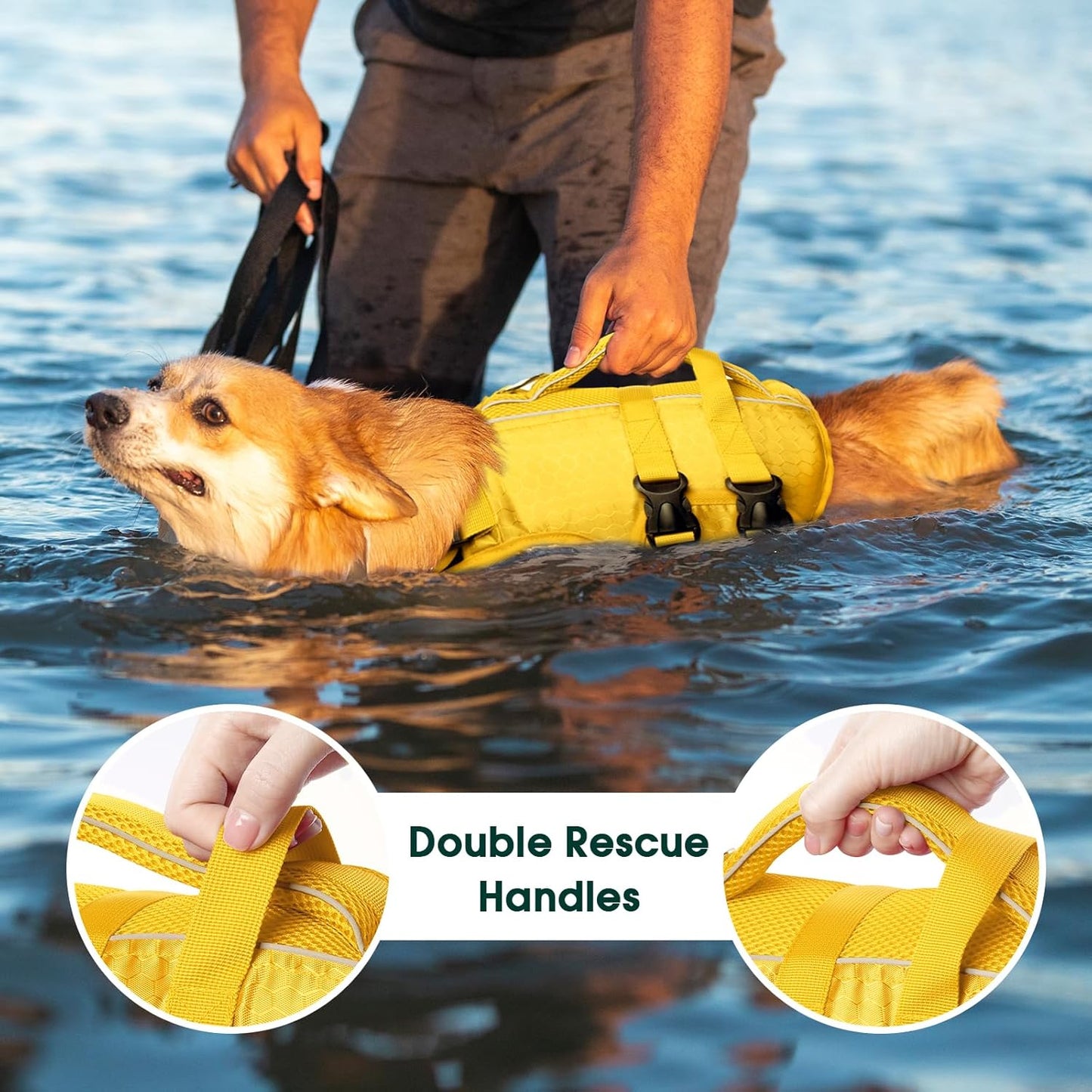 Stay Afloat, Stay Safe – High Flotation Dog Life Jacket with Reflective Strips & Rescue Handle