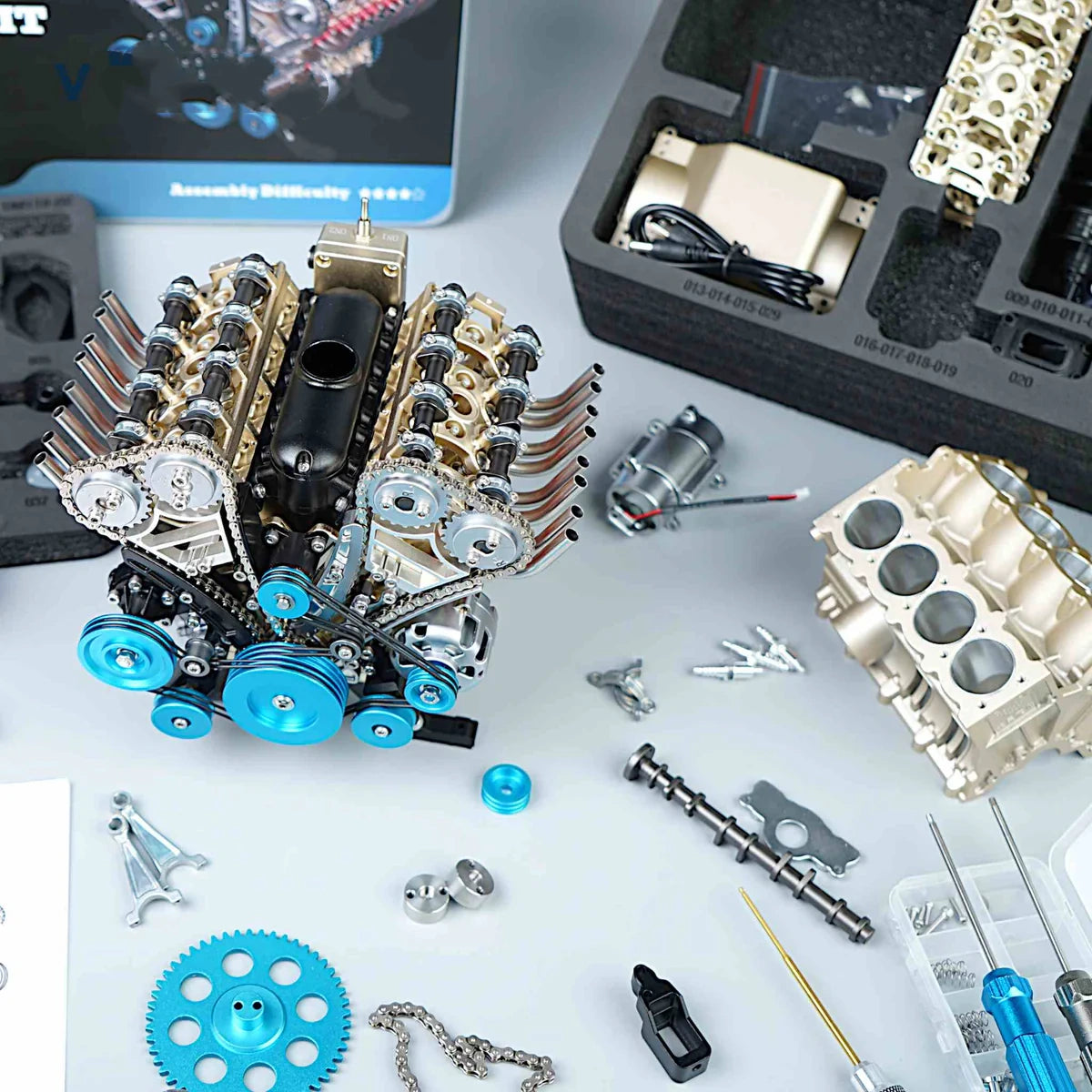 Build a Running V8 Engine – 500+ Pcs Metal Assembly Model Kit