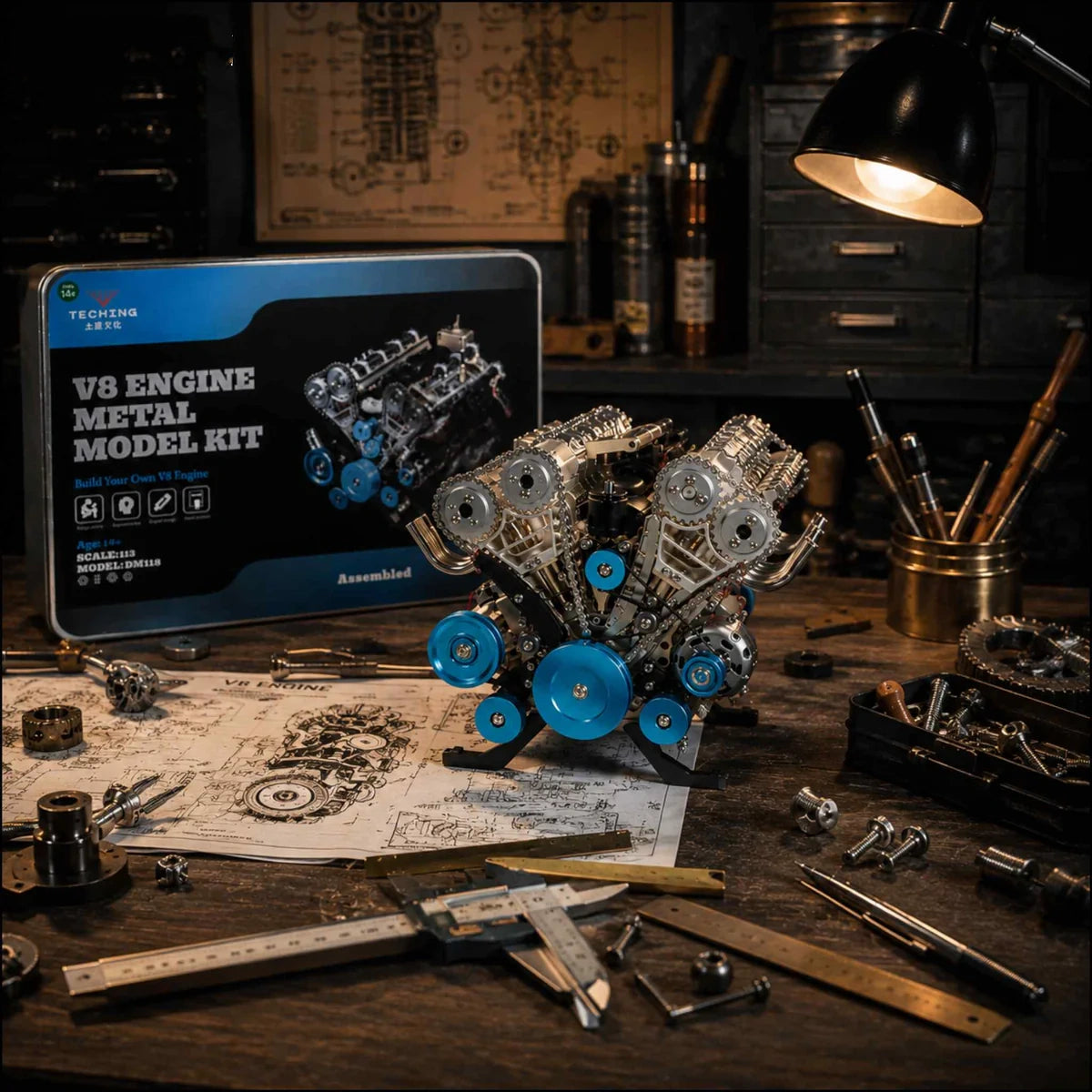 Build a Running V8 Engine – 500+ Pcs Metal Assembly Model Kit