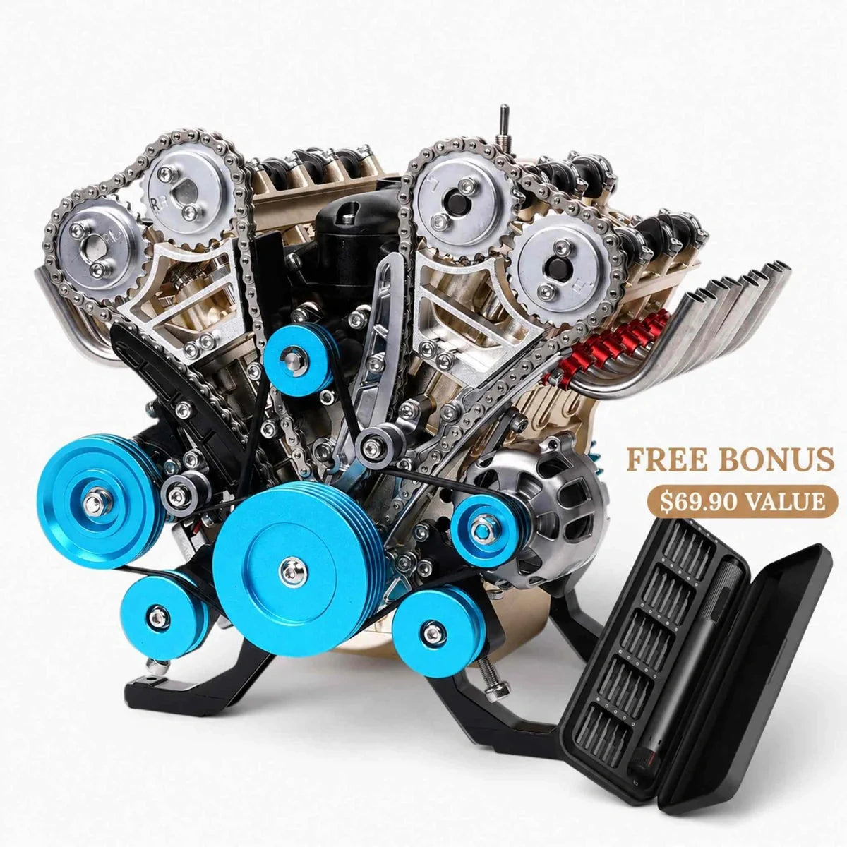 Metal Engine Build Kit Build a Running V8 Engine – 500+ Pcs Metal Assembly Model Kit ...
