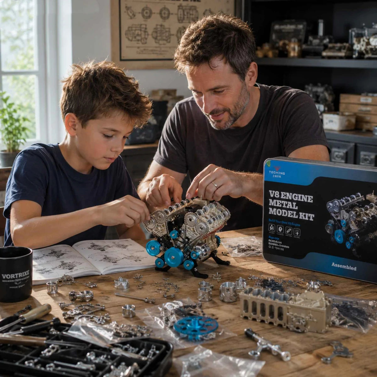 Metal Engine Build Kit Build a Running V8 Engine – 500+ Pcs Metal Assembly Model Kit ...