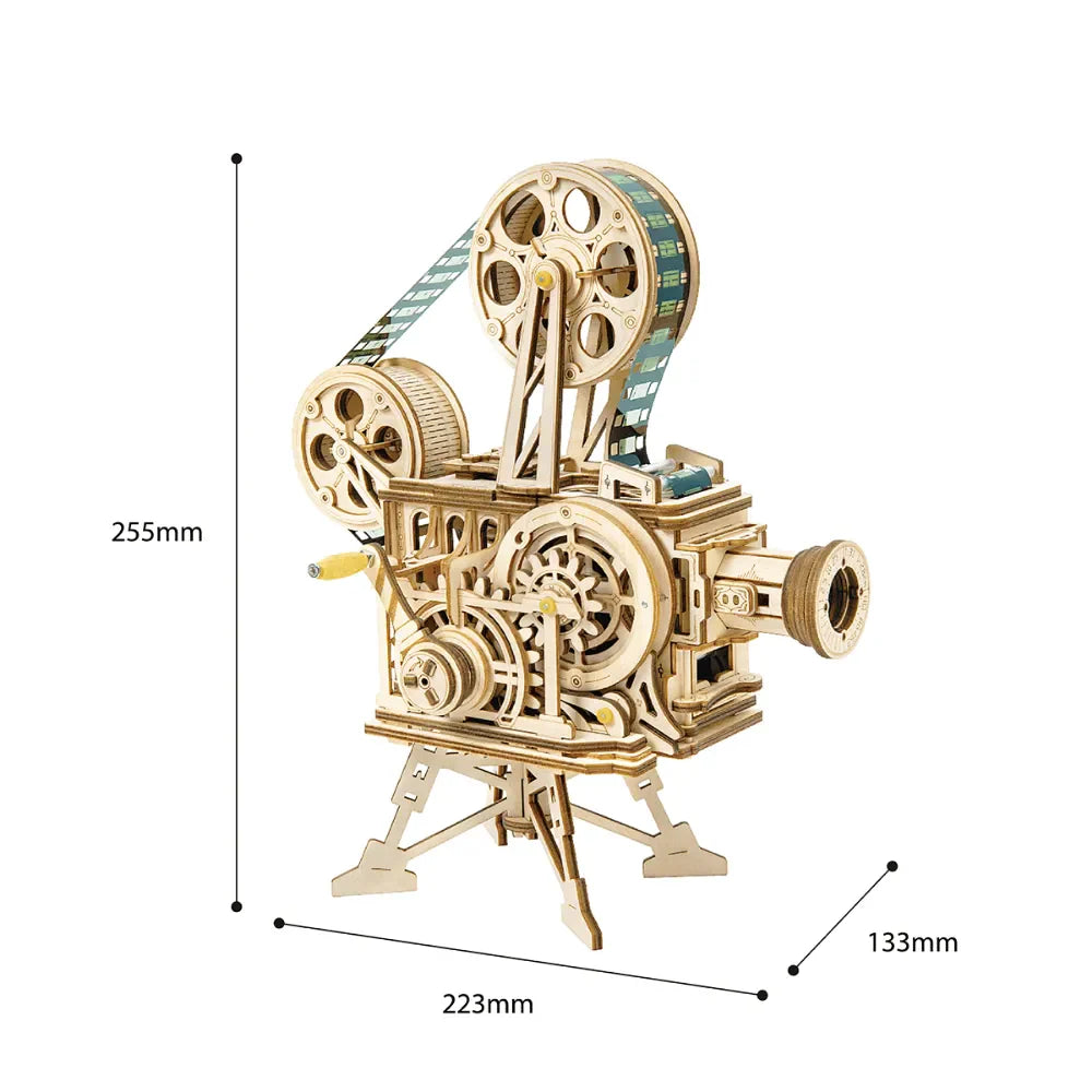 Vintage Movie Projector – 3D Wooden Puzzle with Hand-Crank