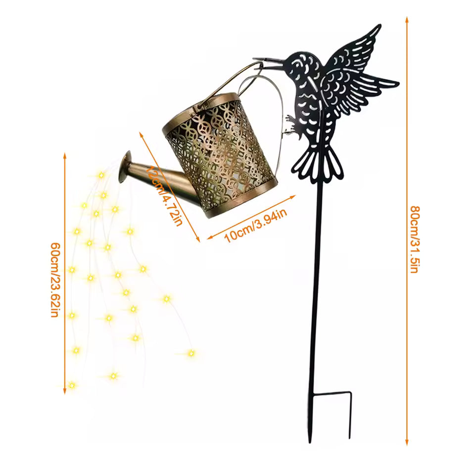 Solar Watering Can Fairy Light – Metal Hanging Garden Stake Lamp