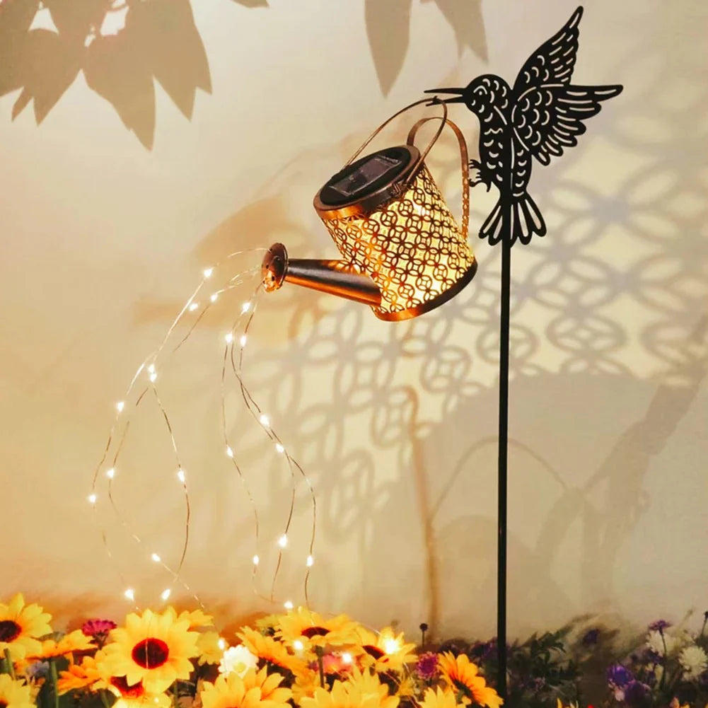 Solar Watering Can Fairy Light – Metal Hanging Garden Stake Lamp